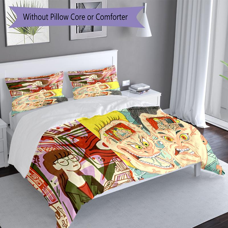 3pcs Funny B-Beavis and Butt-Head pattern bedding set duvet cover set includes duvet cover &pillowcases, perfect all season bedroom decoration & gift