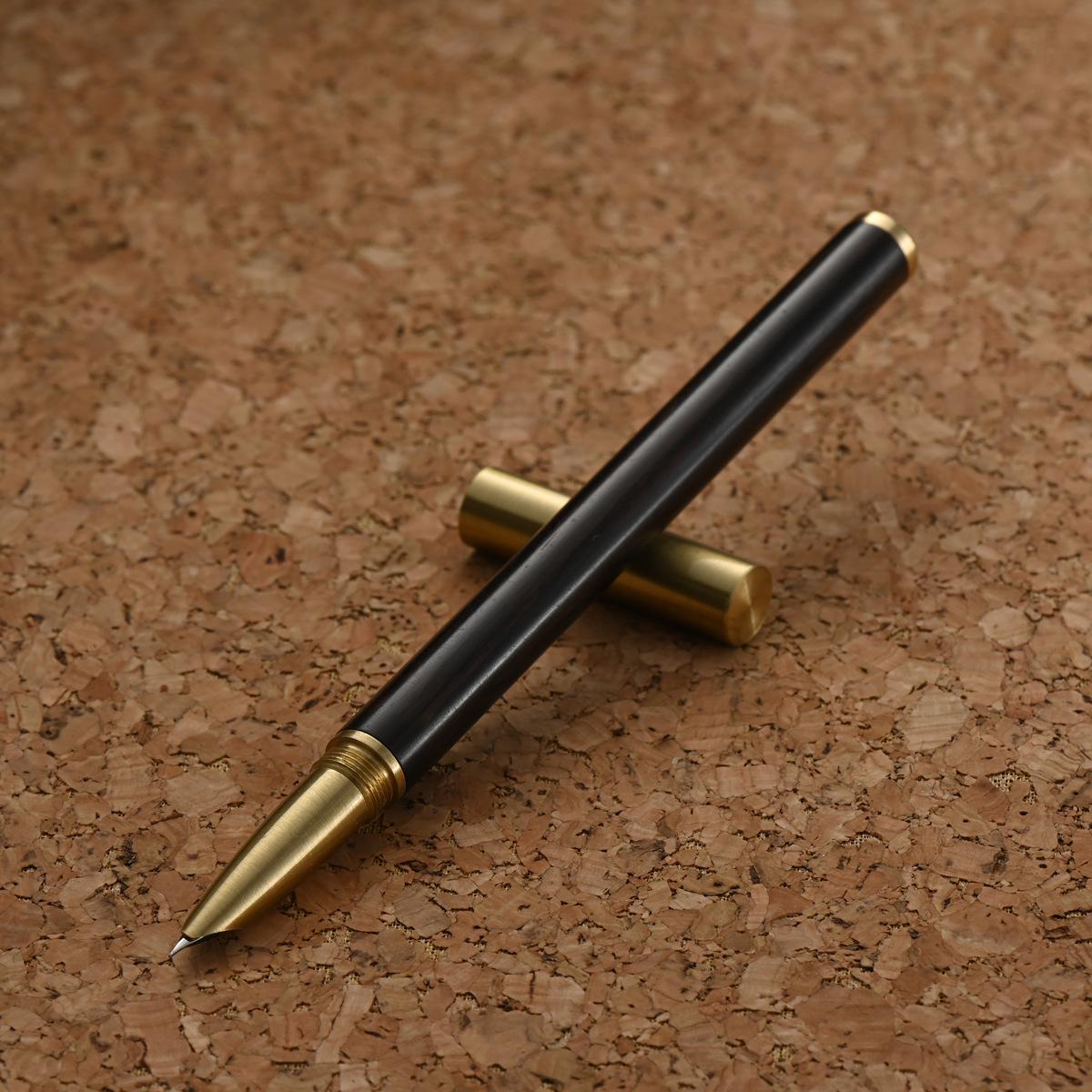 

Brass metal wooden fountain pen, high-end retro wooden calligraphy practice ink pen