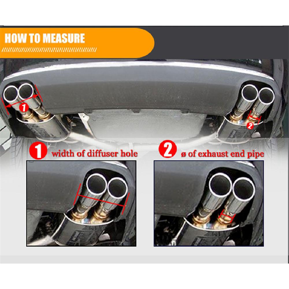 Left 63-89Mm Gloss Carbon Fiber Car Dual Pipe Exhaust Muffler Tip Cover H Style