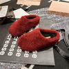 Lamb wool baotou half slippers women wear thick-soled high-end fluffy shoes 2025 autumn new Internet celebrity lazy shoes