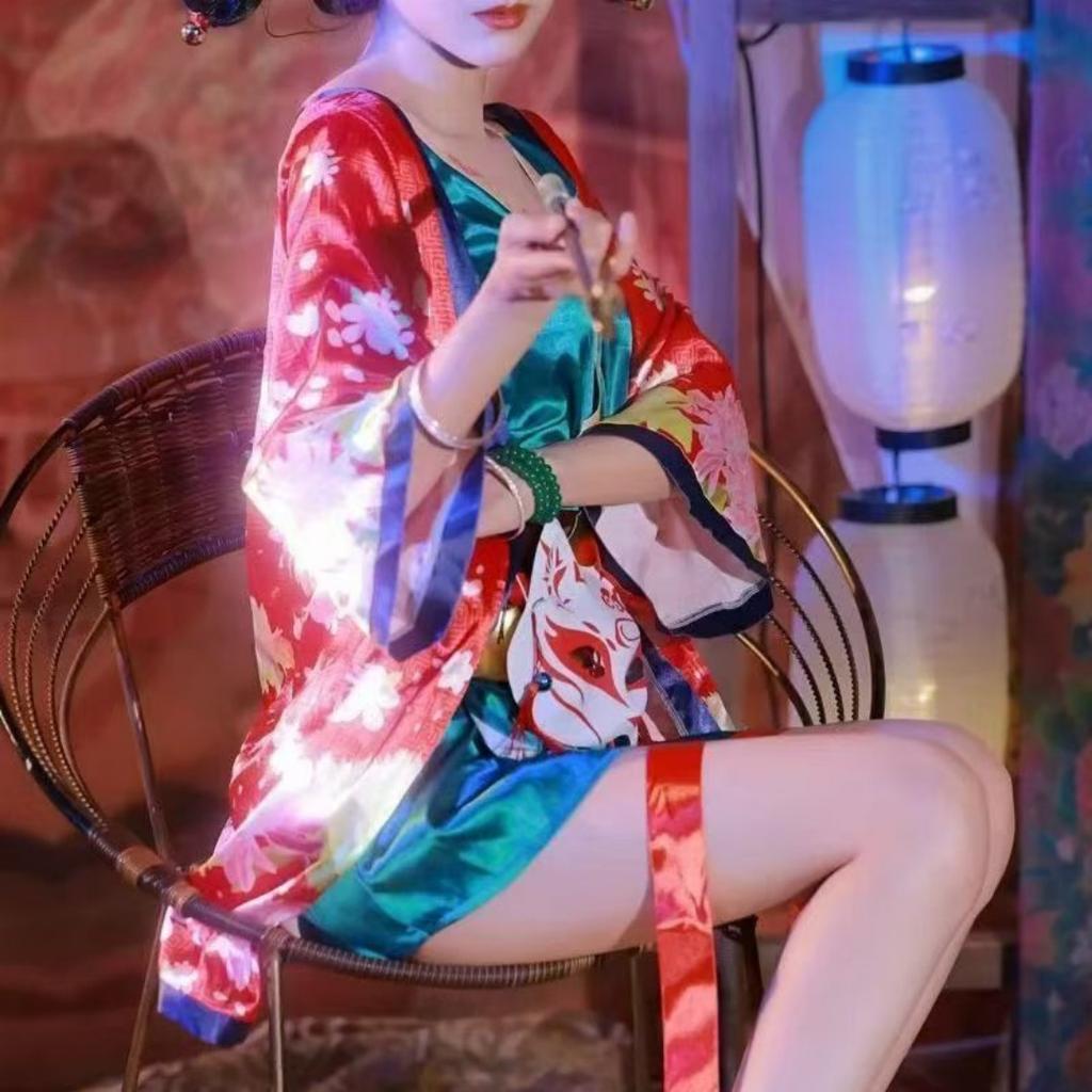 Filme de desenho animado chinês cobra branca menina raposa demônio cosplay traje feminino hanfu festa máscara vestido curto quimono robes cardigan floral