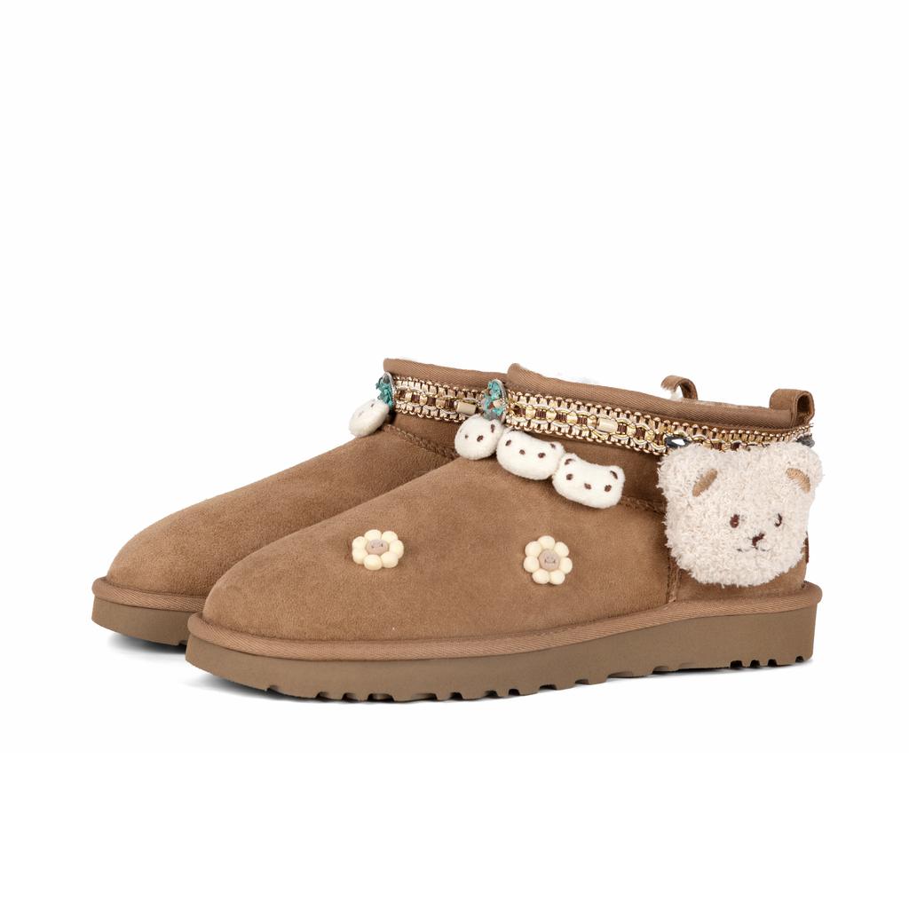 UGG CLASSIC ULTRA MINI Sheepskin Snow Boots Women's Brown 1116109-CHE(Team186-)