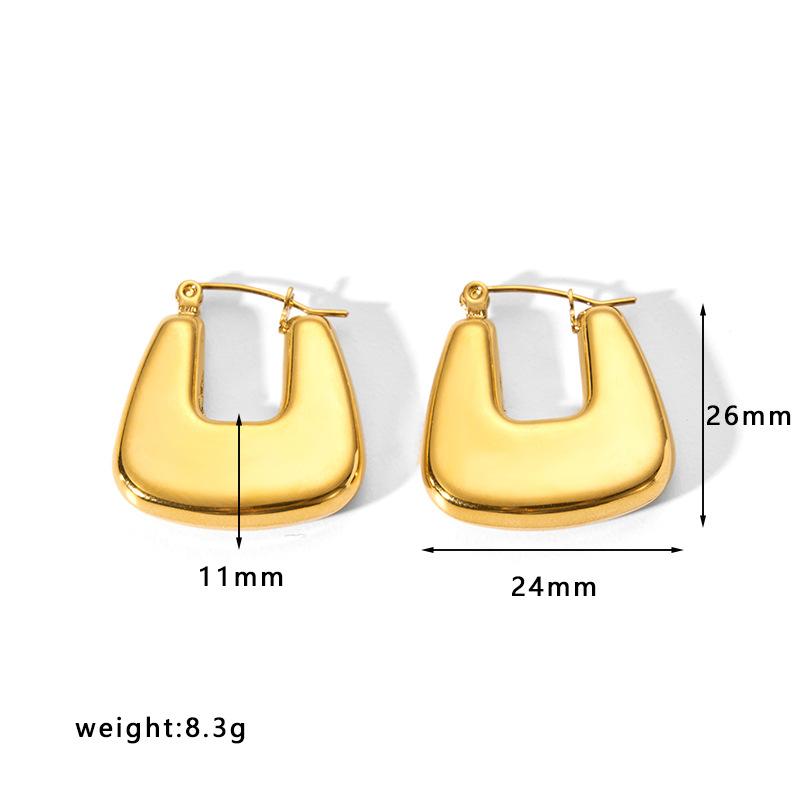 Gold Color Stainless Steel Hoop Earrings For Women Ear Drop Stud