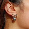 Thick PVD Love Heart Pendant Drop Earrings 18K Gold Plated Bow Knot Non Tarnish Earring Summer Popular Daily Jewelry Gift Bijoux