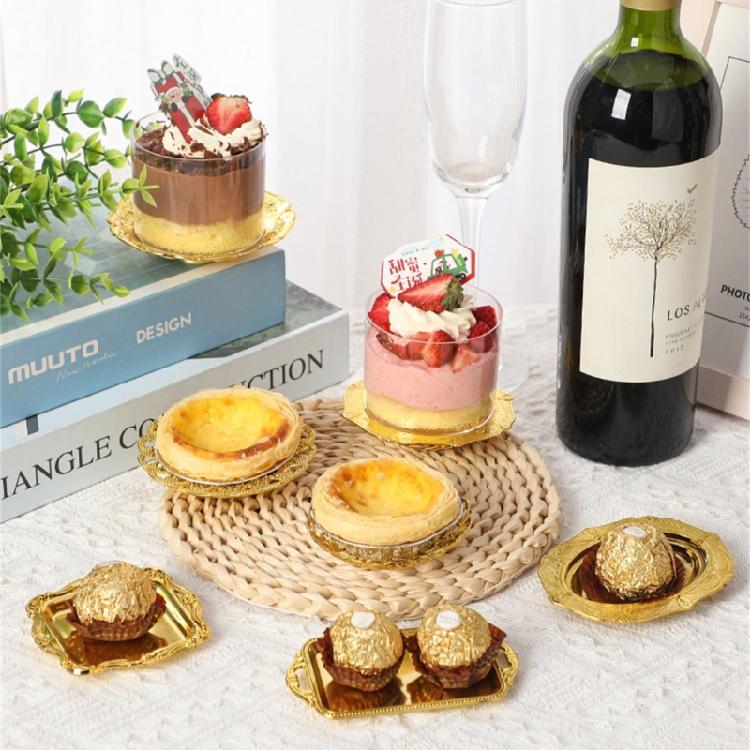 Golden Tray Jewelry Display Plate Kichen Food Fruit Round Stroage Organizers