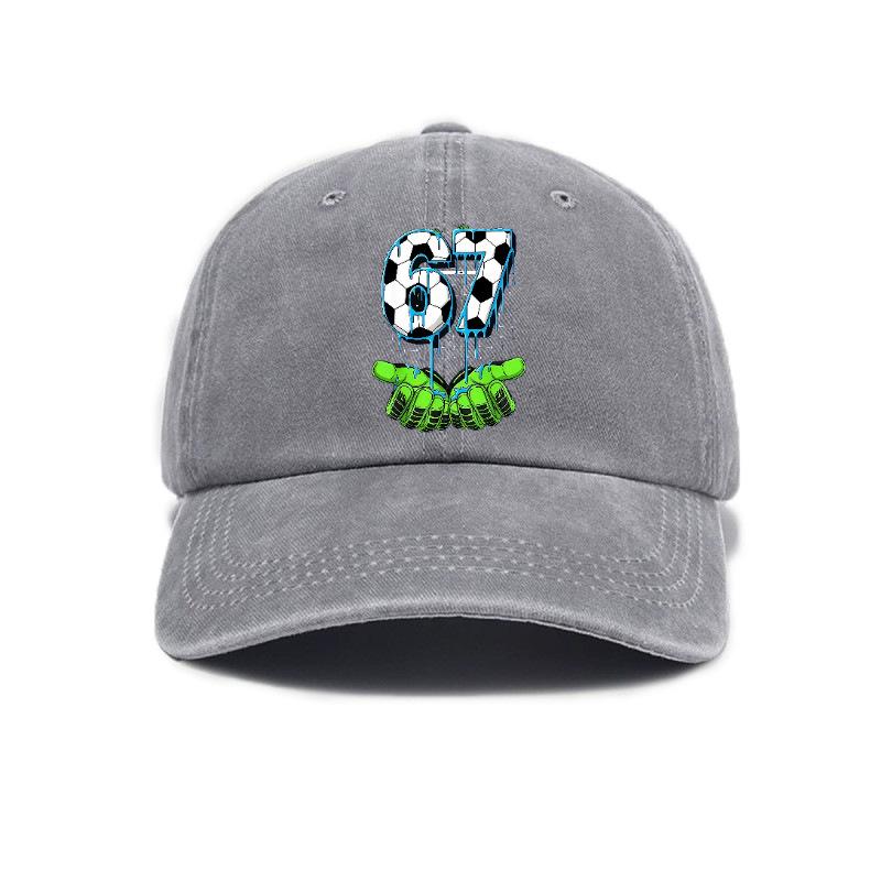 67 digital printed washed distressed soft top sunshade soft top baseball cap unisex hat серый