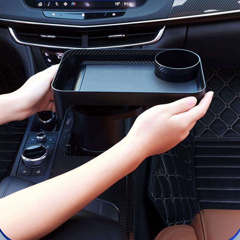 Car Cup Holder With Attachable Tray 360 Degree Swivel Adjustable Car Food Eating Tray Table For Cup Holders Expander