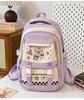 Schoolbag: Korean style cherry blossom peach pink with creamy strawberry kitten, academy style, multi-layered backpack for middle and high school 