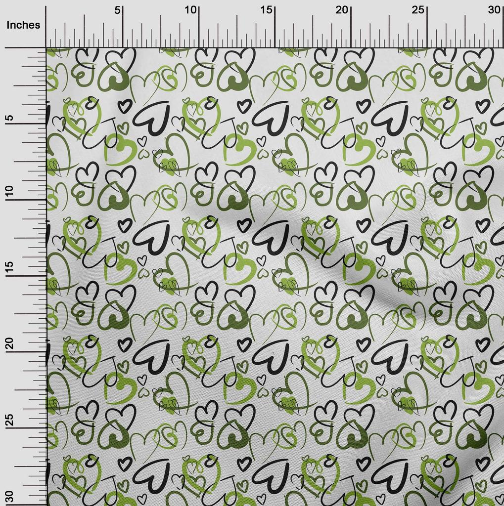 oneOone Cotton Flex Green Fabric Valentine Heart Diy Clothing Quilting Fabric Print Fabric By Yard 40 Inch