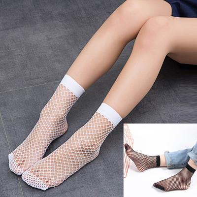 Women Fashion Glitter Solid Fishnet Sock Transparent Elastic Sheer  Socks