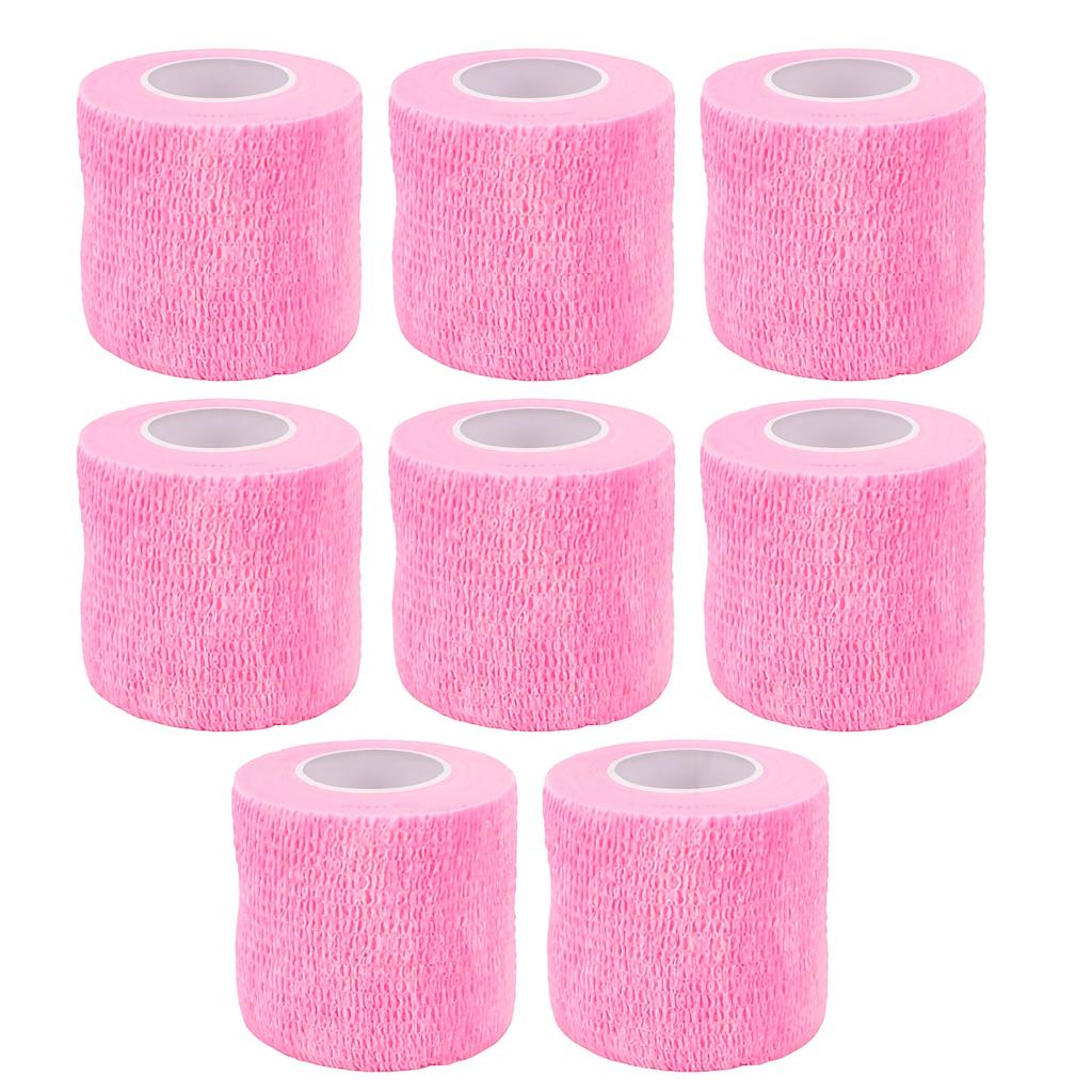 8pcs Self Adhesive Bandage Wraps Breathable High Elasticity Cohesive Bandage Wraps for Sports Pink 5cmx4.5m 8pcs