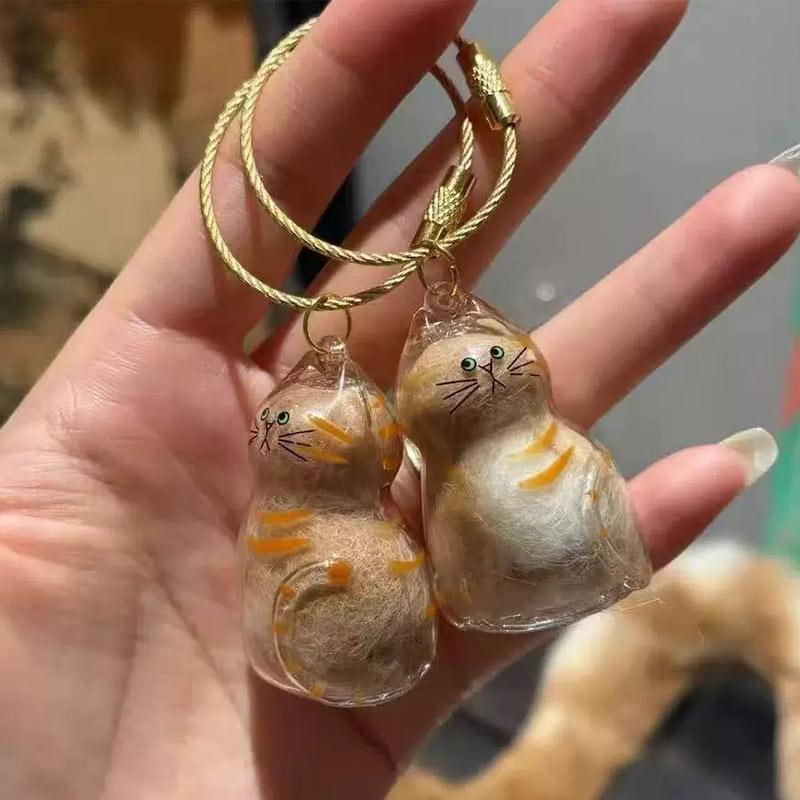 Cute Cat Hair Storage Box Hanging Pet Hair Storage Box Small Hanging Accessory Cat Keychain Pendant Backpack Bag Hanging Decor