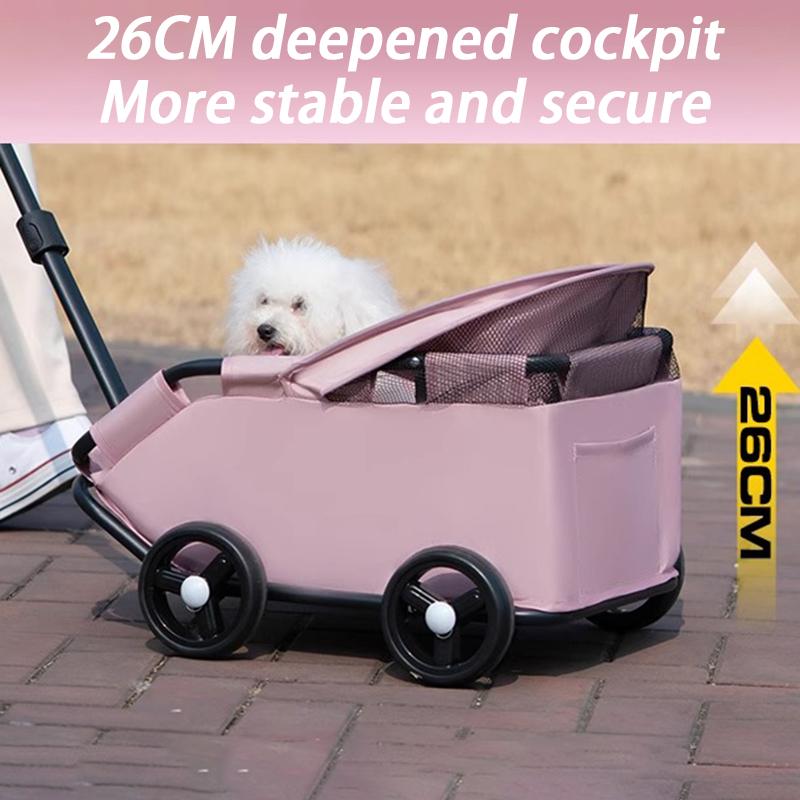 Outdoor Dog Cat Walking Cart Wheels Lightweight Foldable Camping Teddy Stroller Small Cute Sunshade Dog Stroller Pet Supplies