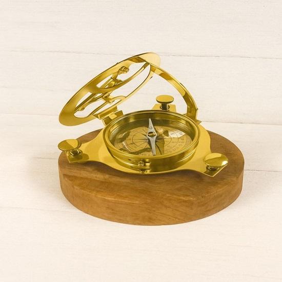 Solid Brass Sundial Compass Maritime Navigation Instrument