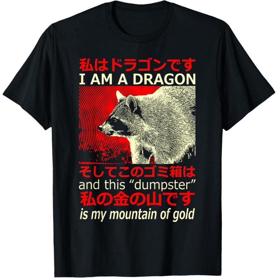 I Am A Dragon Raccoon Japanese T-Shirt XXXXXL чёрный