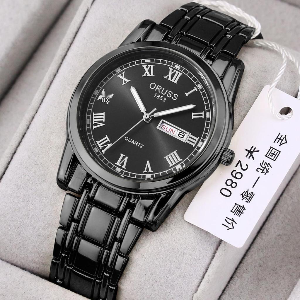 Men's Automatic Luminous Waterproof Calendar Watch with Round Glass Mirror