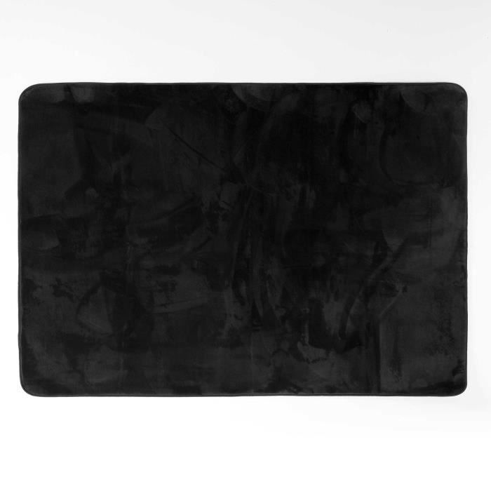 Tapis - Flanoux - 120x170cm - Noir - Polyester - Doux Au Toucher