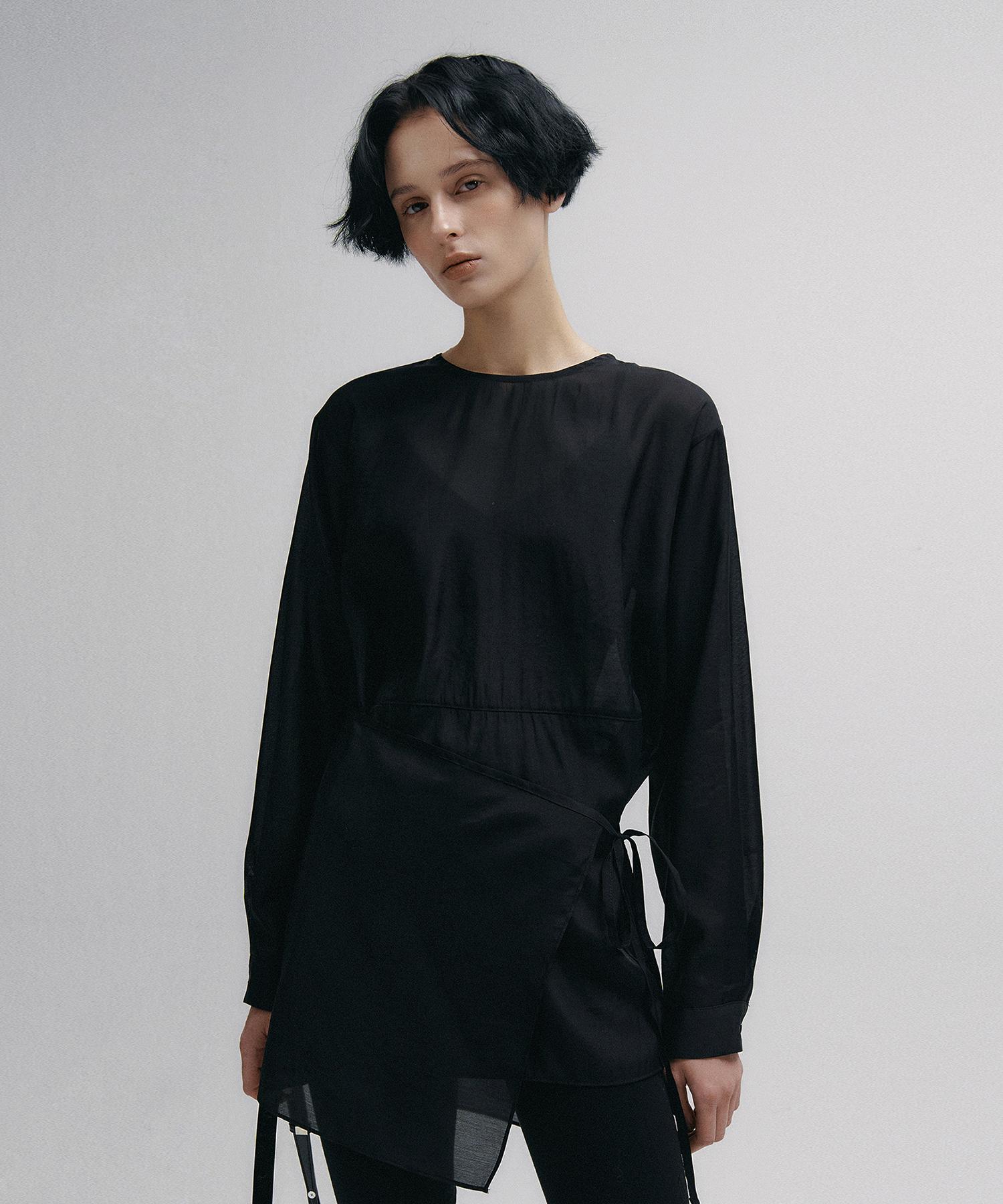 Nive Glow Tencel Wrap Blouse (Black) Free