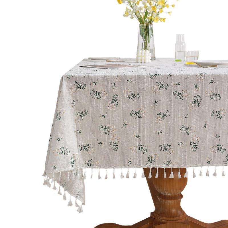 Henggang Floral Tablecloth Pastoral Printing Cotton And Linen Tablecloth Tablecloth Household Cover Towel Fringed Lace Spot