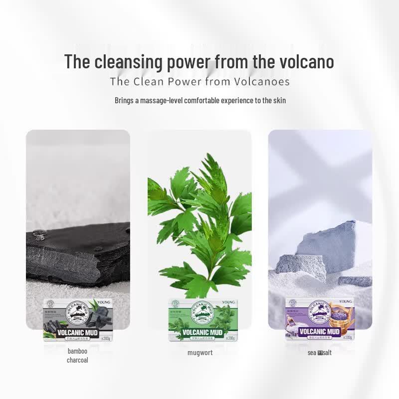 YOUNG Sea Salt Volcanic Mud Handmade Cleansing Soap Set
