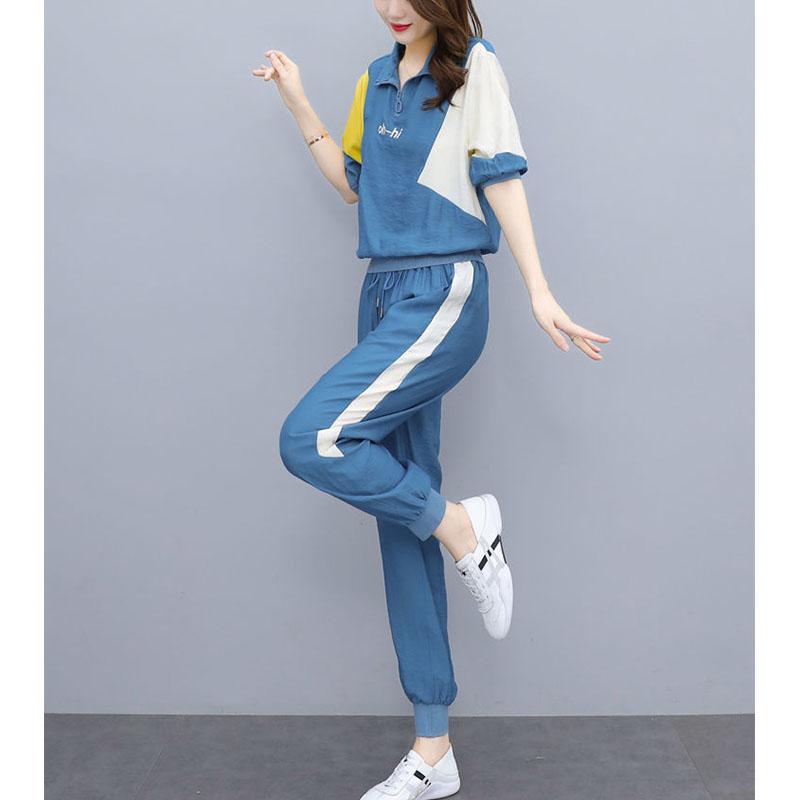 T-skjortedress Dame Sommer Casual Løse Leggings Sportsskjorte Todelt Sett