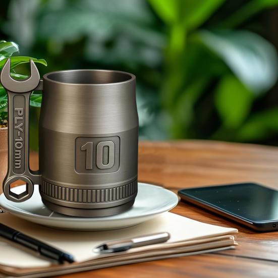 Stainless Steel Cup 10mm Wrench Cup Personalized Retro Coffee Mug for Machinist Gear Heads And Tool Lovers