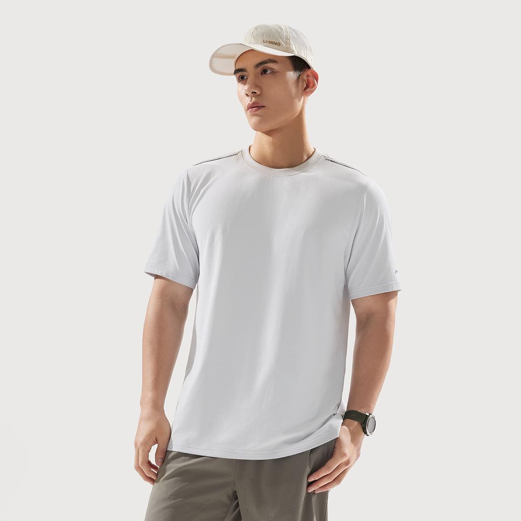 Li-Ning Fitness Series Casual Sports Versatile Comfortable Breathable Short Sleeve T-Shirt Men Tops Static-Grey ATSV509-7