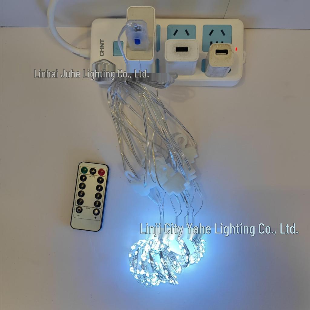 LED Copper Wire Curtain String Lights with USB & Remote, 3x3m, for Christmas, Wedding, Bedroom Decor