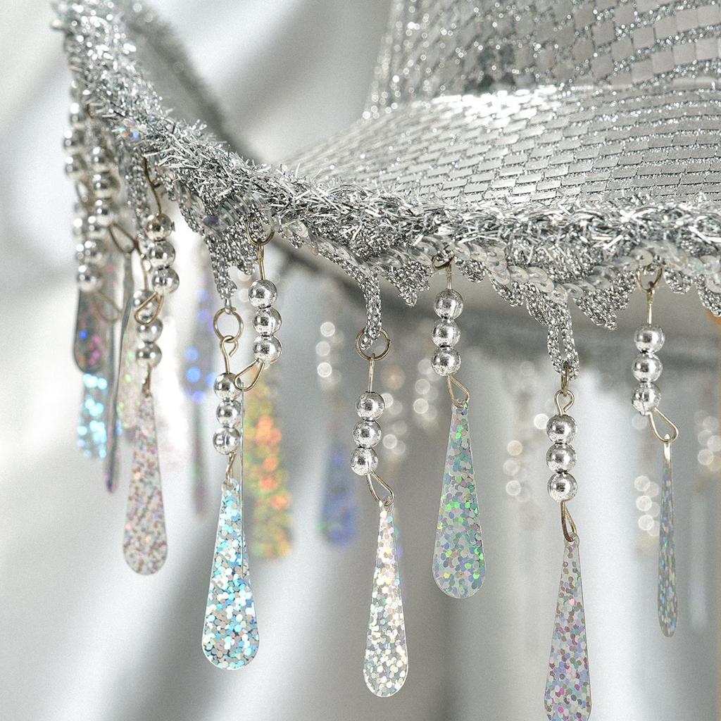 Reflective Raindrop Cowboy Hats Disco Bride Hat Panama Hat for Bachelorette Party Cowboy Hats for Club Stage Live Shows