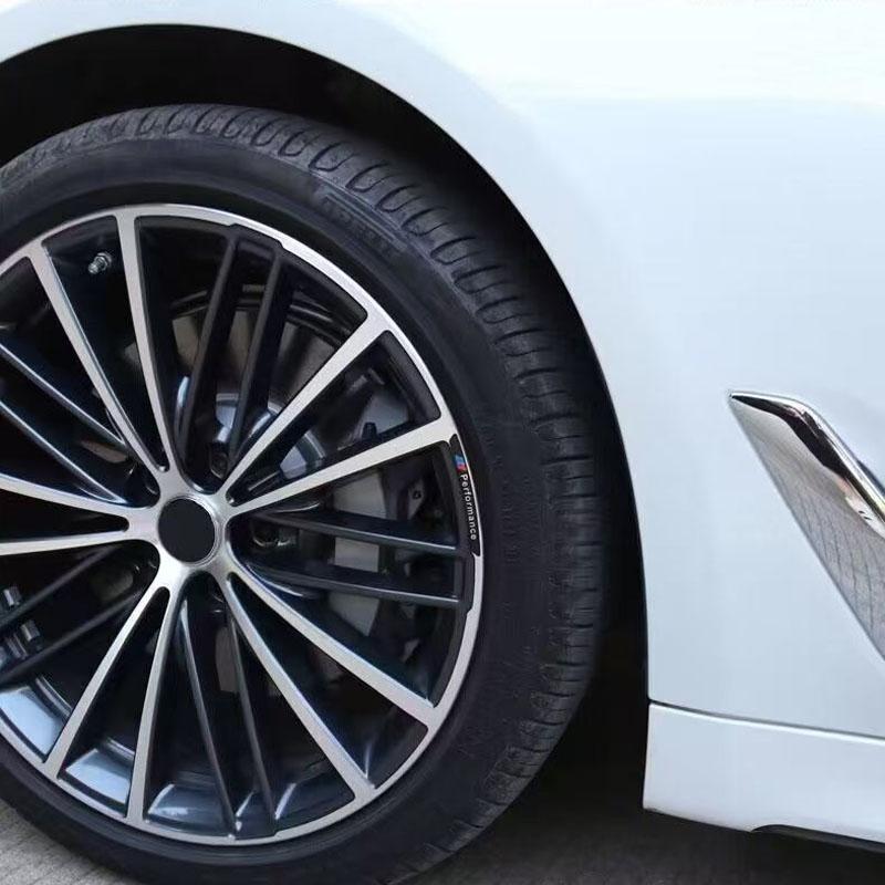 4pcs Car Wheel Hub Stickers Auto Tire Rim Decorative Accessories For BMW 1 3 5 7 Series M Performance M M3 M5 X1 X2 X3 X4 X5 TKJLP1