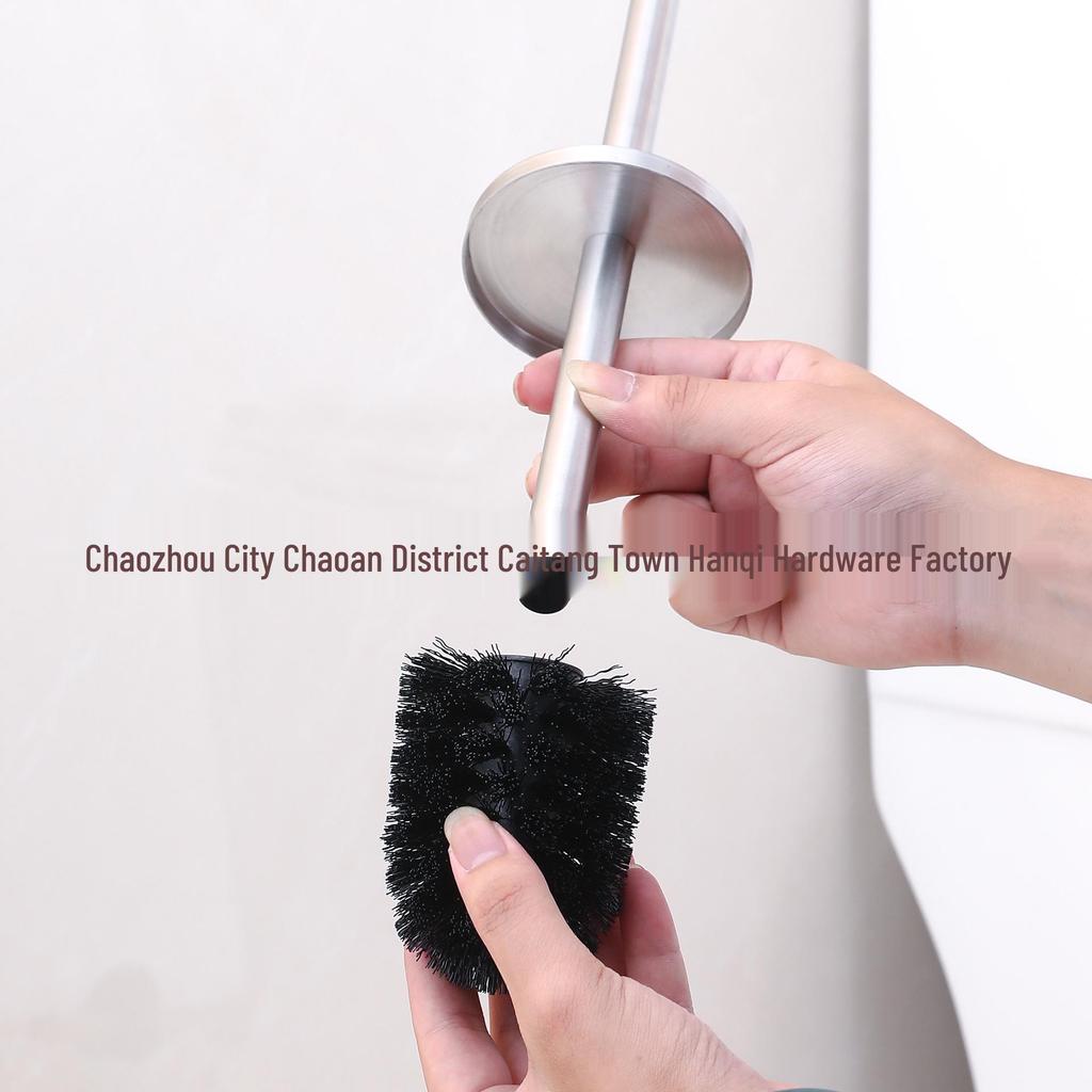 Wall-Mounted Stainless Steel Toilet Brush with Floor Stand for Household Bathroom Cleaning