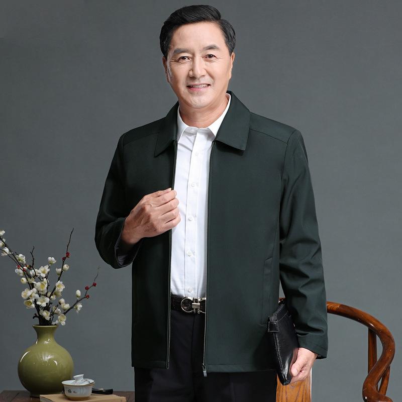 Men's Cotton-Padded Jacket for Dad: Spring & Autumn Button-Up for Middle-Aged & Elderly