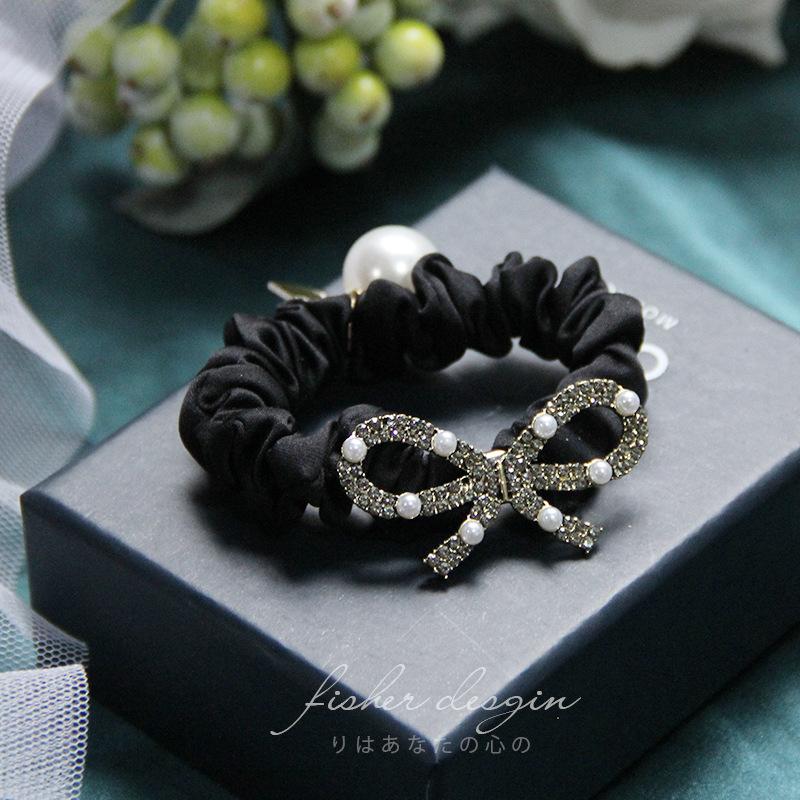 Korean Elegant Rhinestone Flower Scrunchies Women Girls Elastic Hair Rubber Bands Accessories Tie Hair Ring Rope Headwear