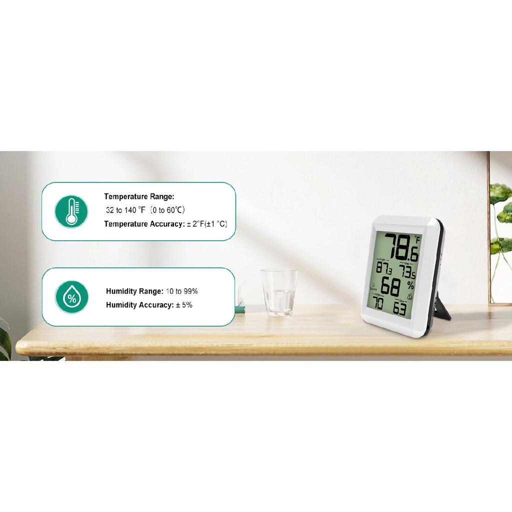 Professional Hygrometer Digital Thermometer Indoor Outdoor - Big LCD Screen with Backlight Auto Reset Memory Function Perfect