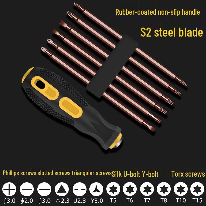 Multi-Functional Screwdriver Set with Triangle, Plum Blossom, U-Shaped, and Cross Heads for Household Use