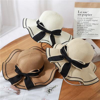 Small Fresh Straw Hat Women's Sun-proof Beach Hat Seaside Sun Hat Travel Leisure Sun Hat Bow Hat