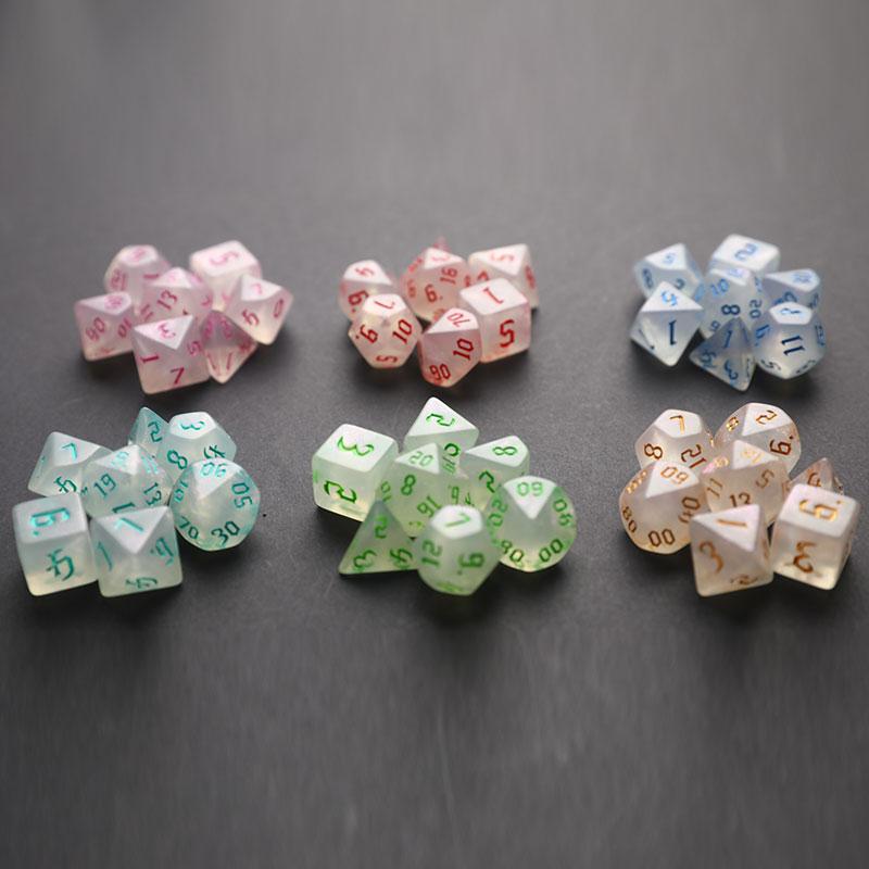 Iridescent trblietavá súprava mnohostenných kociek D4 D6 D8 D10 D12 D20 pre stolovú hru