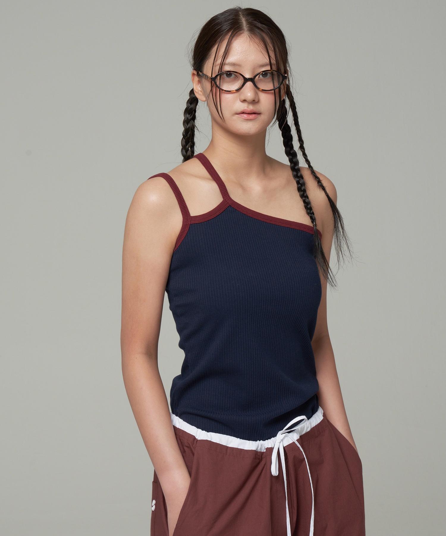 Sai Asymmetrical Sleeveless Top Navy