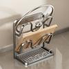 Pot Lid Storage Rack Pot Lid Holder with Spoon Rest While Cooking Carbon Steel Pan Lid Organizer with Removable Drip Tray for Kitchen Cabinets
