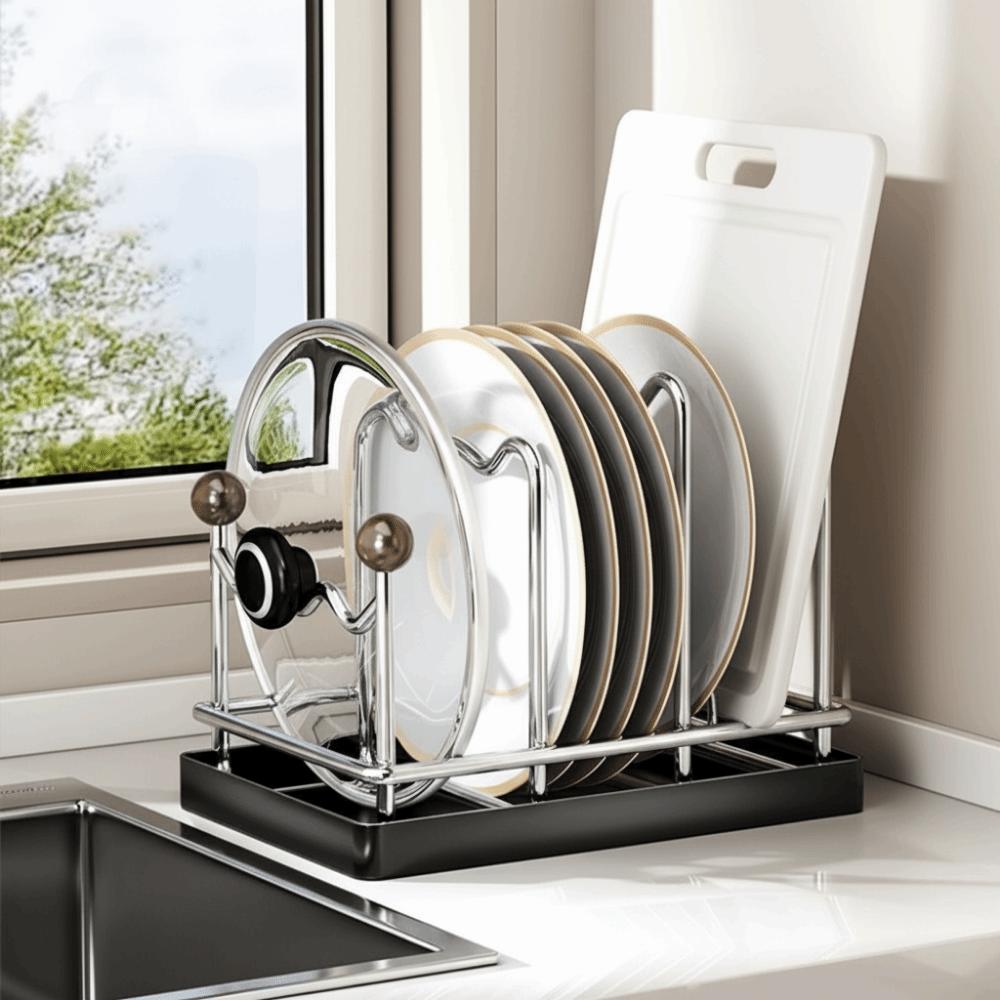 Praktyczny pionowy stojak na pokrywki do garnków, wielowarstwowy, nierdzewny, oszczędzający miejsce, duża pojemność, uchwyt na naczynia kuchenne, do szafki