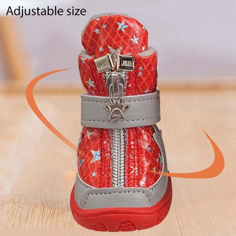 Warm Winter Pet Dog Boots Cozy Plush Lining Skidproof Soft Snow Play Anti-Slip Sole Paw Protectors for Small Medium Puppy Shoes