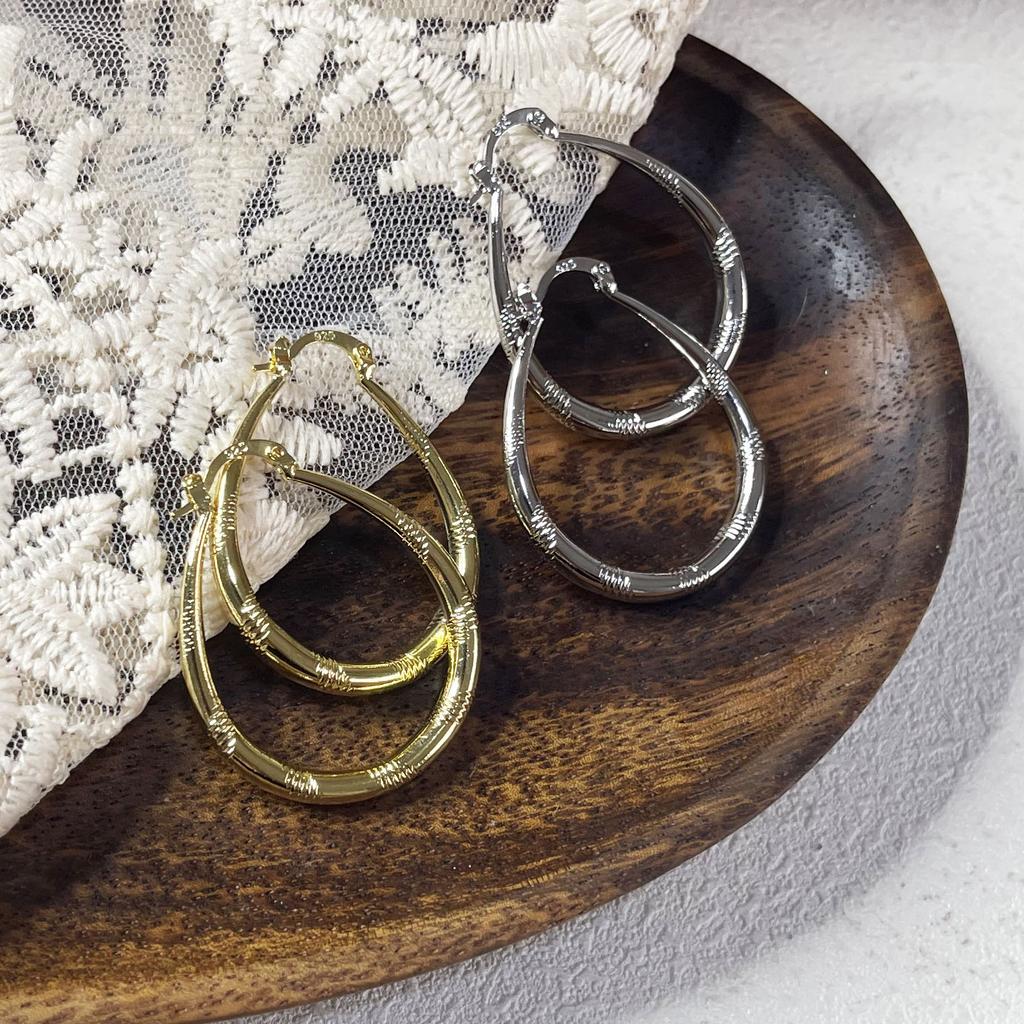BF CLUB 925 Sterling Silver Earrings For Women Trendy Simple Big Oval Gold Earring Jewelry Prevent Allergy Party Accessories