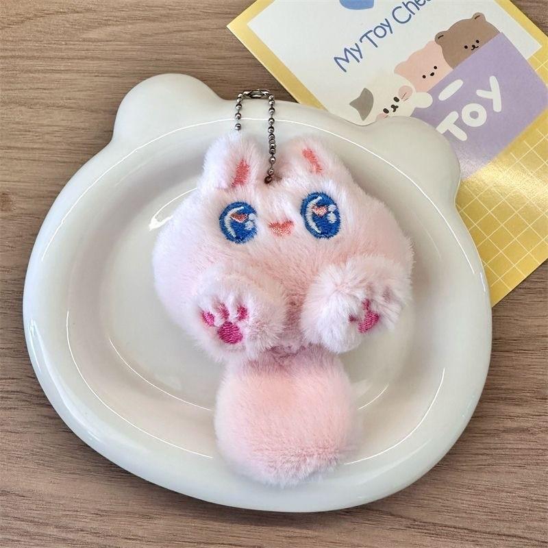 Adorable Plush Cat Doll Brooch Charm Cute Bear Rabbit Backpack Accessory Gift Ideal For Kids