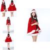 Atemberaubender Damen Weihnachts-Rot-Samt Nikolaus Umhang Kapuze Xmas Cosplay Kostüm