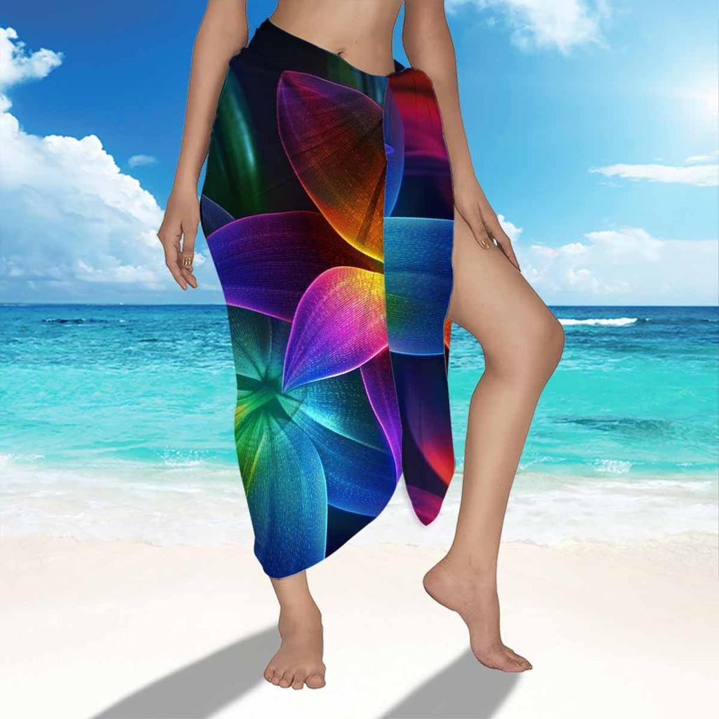 Colorful Floral Sarong, Generous Size Fast Drying Beach Mat for Trips Camping Summer Holidays