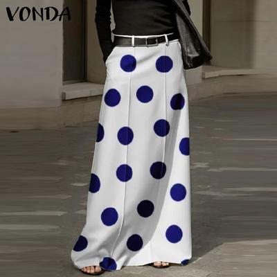 Moda femei fuste largi cu talie înaltă imprimeu buline