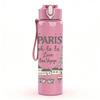 1PC Paris Eiffel Tower Vintage Stamp 750ml Color Plastic Sports Water Bottle Leakproof Flip Straw Lid Suitable for Sports Office Home Use