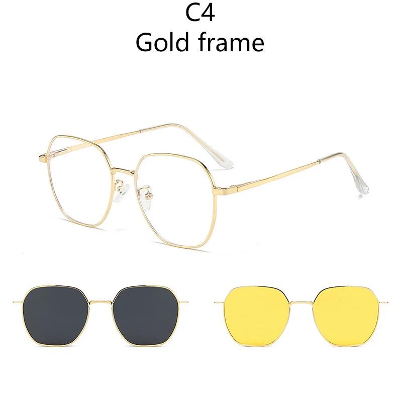 3 In1 Magnetic Clip Myopia Sunglasses Glasses Women Men Polarized Prescription Optical Big Frame Eyeglasses