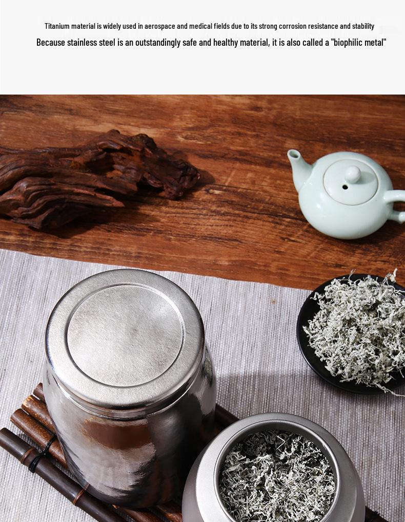 Large Pure Titanium Airtight Tea Storage Jar - High-End, Lightweight, and Portable Magnetic Travel Canister