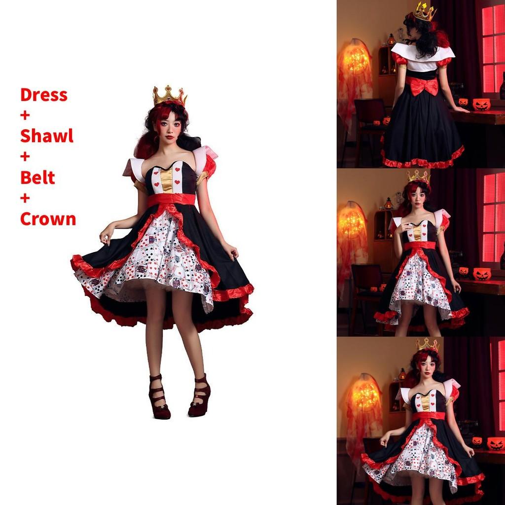 Alice In Wonderland The Red Queen Costume Dress With Polyester Fabric For Halloween Stage Performance Women